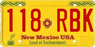 NM license plate 118RBK