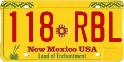 NM license plate 118RBL