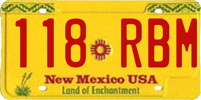NM license plate 118RBM