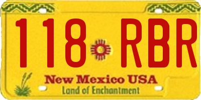 NM license plate 118RBR