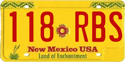 NM license plate 118RBS
