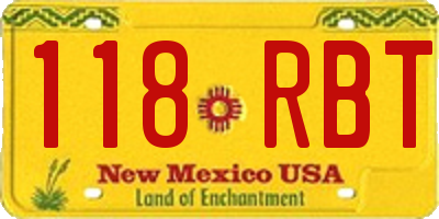 NM license plate 118RBT