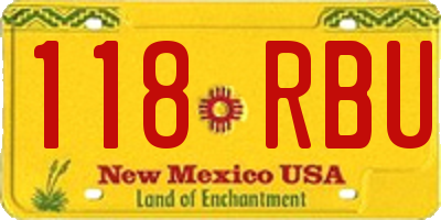 NM license plate 118RBU
