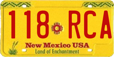 NM license plate 118RCA