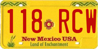 NM license plate 118RCW
