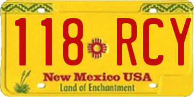 NM license plate 118RCY
