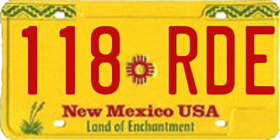 NM license plate 118RDE