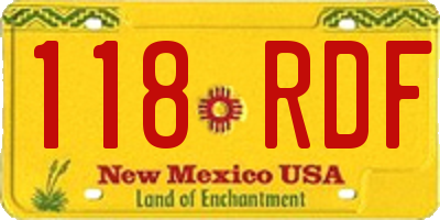 NM license plate 118RDF
