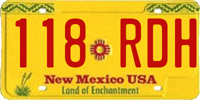 NM license plate 118RDH