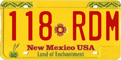NM license plate 118RDM