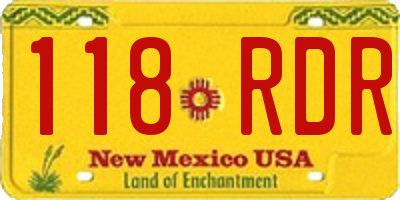 NM license plate 118RDR
