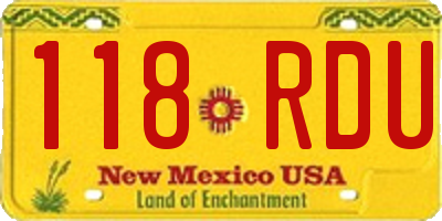 NM license plate 118RDU