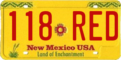 NM license plate 118RED