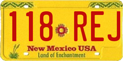 NM license plate 118REJ