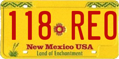NM license plate 118REO