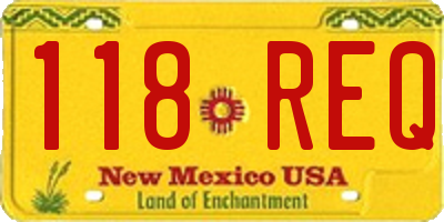 NM license plate 118REQ