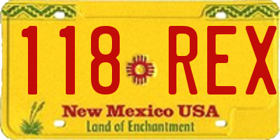 NM license plate 118REX