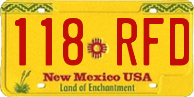 NM license plate 118RFD