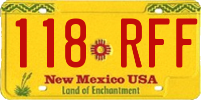 NM license plate 118RFF