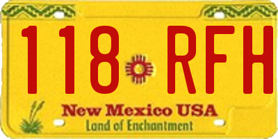 NM license plate 118RFH