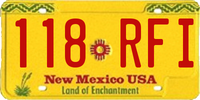 NM license plate 118RFI