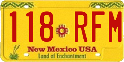 NM license plate 118RFM