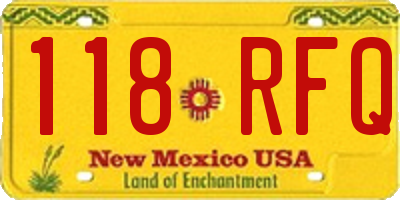 NM license plate 118RFQ