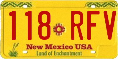 NM license plate 118RFV
