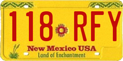 NM license plate 118RFY