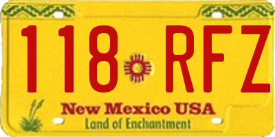 NM license plate 118RFZ