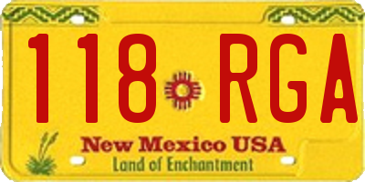 NM license plate 118RGA