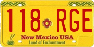 NM license plate 118RGE