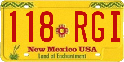 NM license plate 118RGI