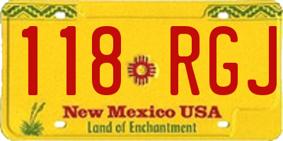 NM license plate 118RGJ