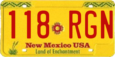 NM license plate 118RGN