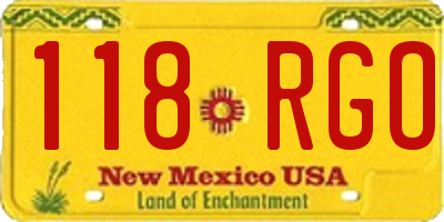 NM license plate 118RGO