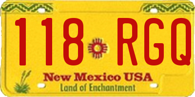 NM license plate 118RGQ