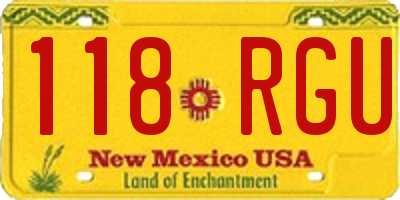 NM license plate 118RGU