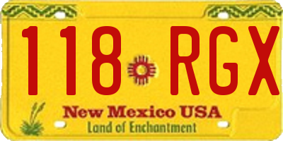 NM license plate 118RGX