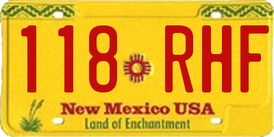 NM license plate 118RHF