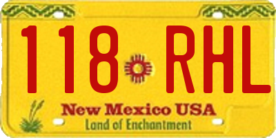 NM license plate 118RHL
