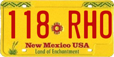 NM license plate 118RHO