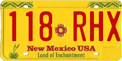 NM license plate 118RHX