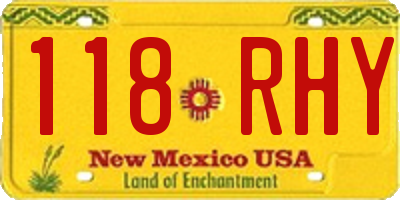 NM license plate 118RHY