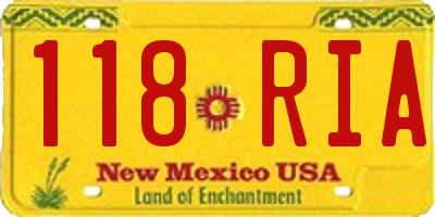 NM license plate 118RIA