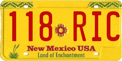 NM license plate 118RIC