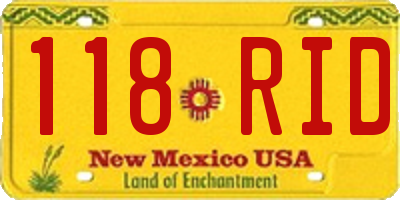 NM license plate 118RID