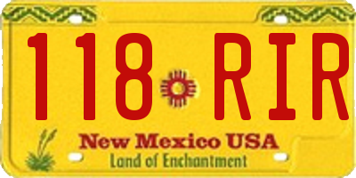 NM license plate 118RIR