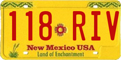 NM license plate 118RIV