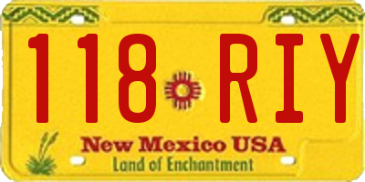 NM license plate 118RIY